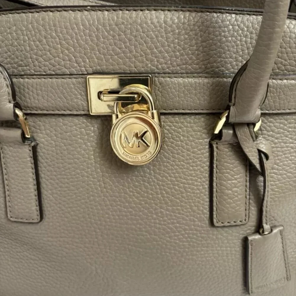 Michael Kors Handbag Tote Taupe Satchel Leather Tote ShoulderBag Purse Crossbody